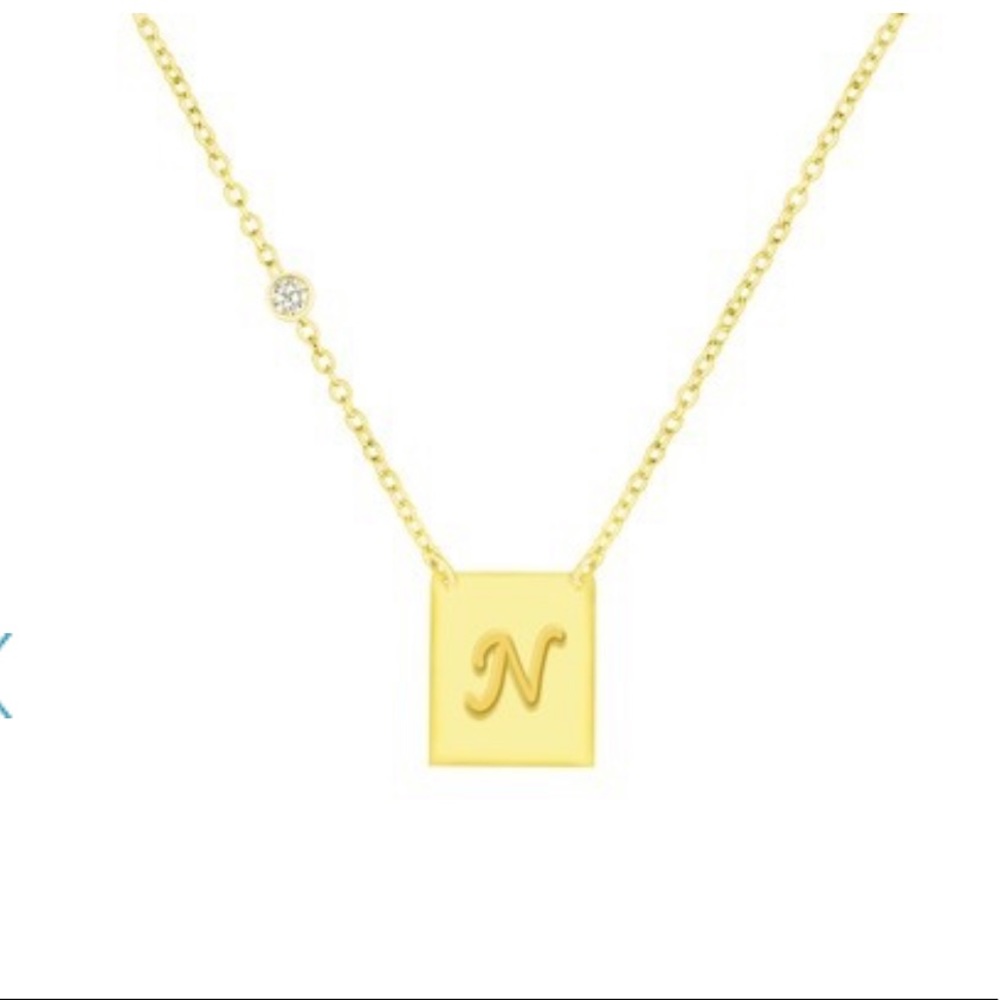 Savvy Cie 18K Gold Script Initial Pendant Necklace